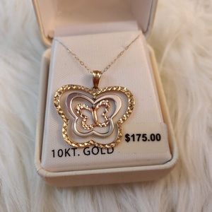 Solid gold 10k butterfly necklace